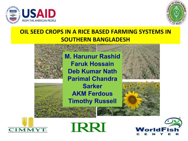 Oilseed crops in rice-based farming systems in southern Bangladesh