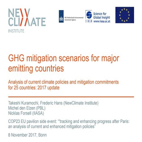 GHG mitigation scenarios for major emitting countries - COP 23