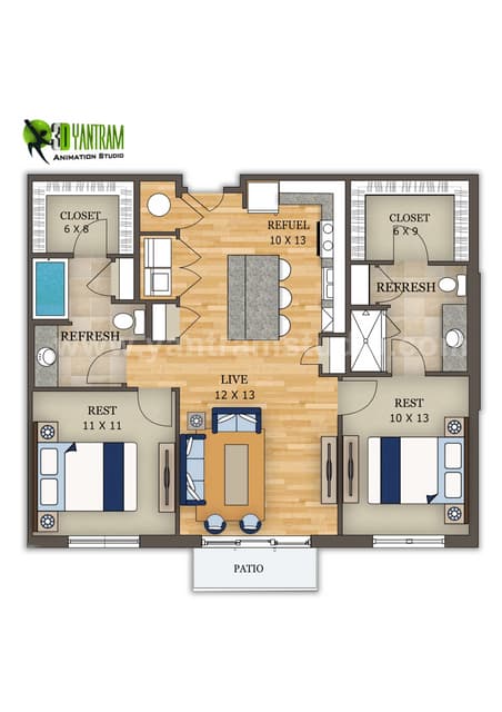 Modern 2D Textured Floor Plan By architectural design studio Houston ...