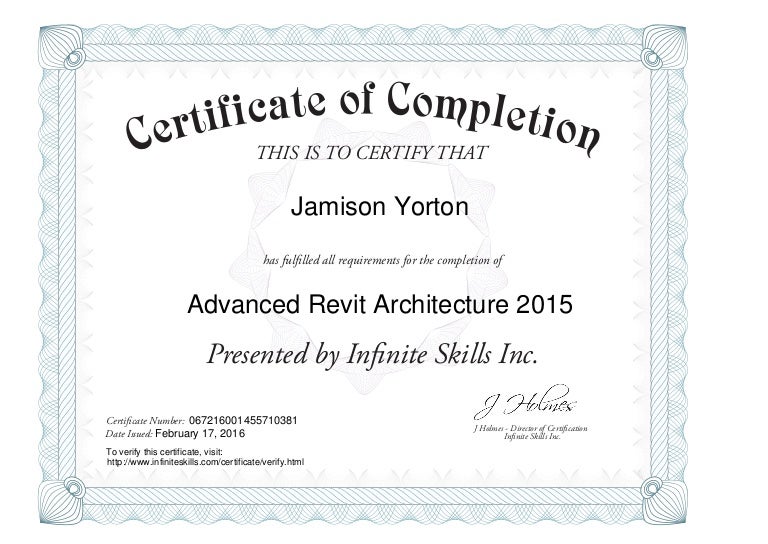 Revit Advanced Architecture 2015 Certificate