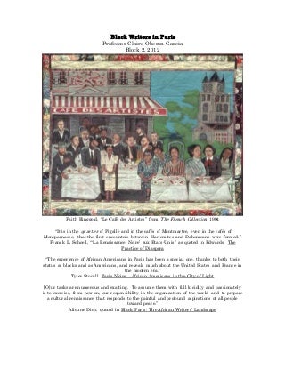 Black Writers in Paris Syllabus 2012 Sample