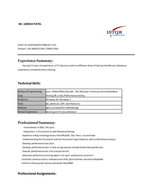 UMESH NEW RESUME 2016