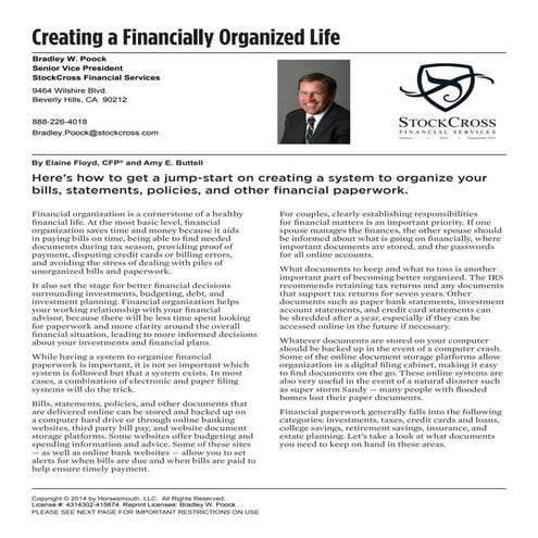 Creating a Financially organized life