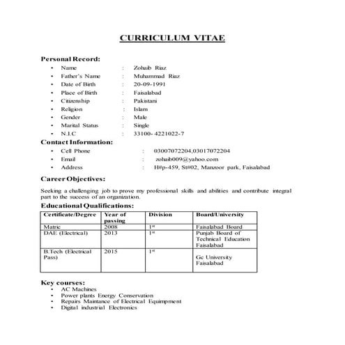 Zohaib Cv | DOCX