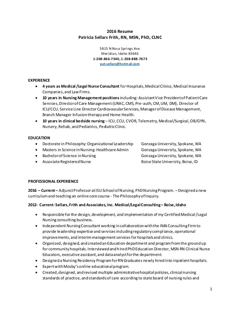 Legal nurse consultant resume