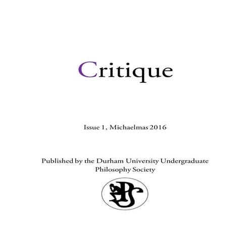 Critique Issue 1