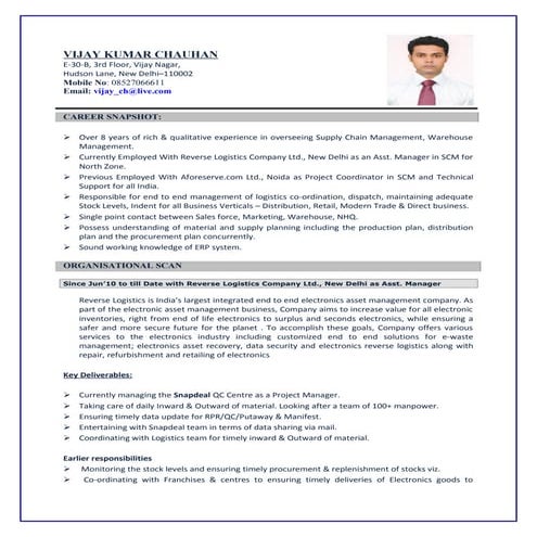 Warehouse incharge | DOCX