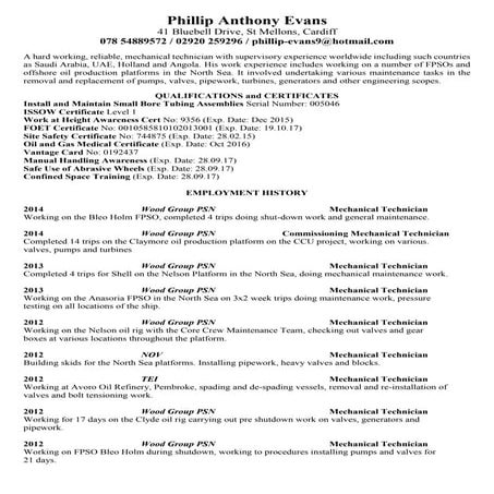 CV (Phillip A Evans)