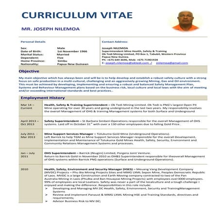 Joseph Nilemoa - CV 050615