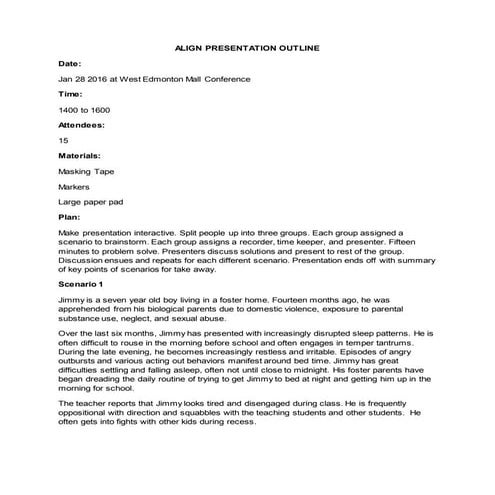 ALIGN PRESENTATION OUTLINE