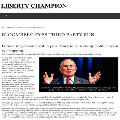 Bloomberg eyes third party run – Liberty Champion