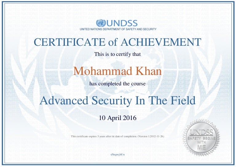 UN Advanced security Certificate 2016