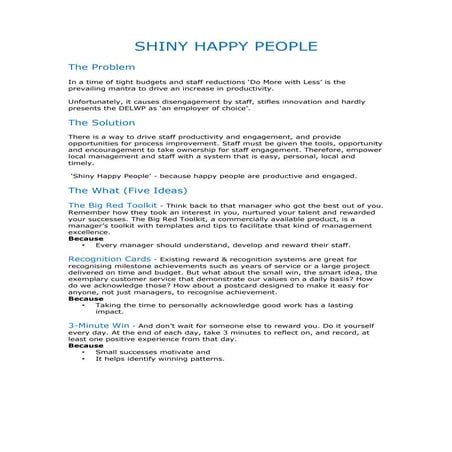 Shiny Happy People - Staff Engagement