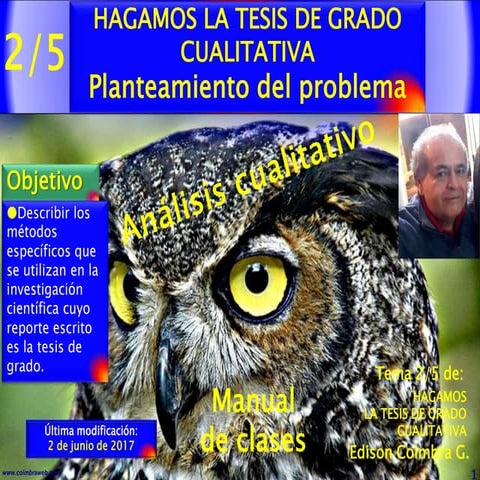 2de5. Hagamos la tesis cualitativa. Planteamiento del problema