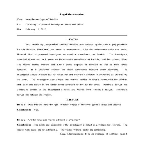 Legal Memorandum