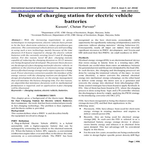 Design of charging station for electric vehicle batteries
