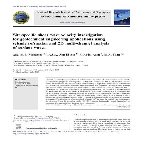 2D MASW ANALYSIS FOR GEOTECHNICAL ENGINEERING