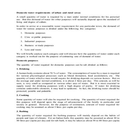 2 domestic water requirements