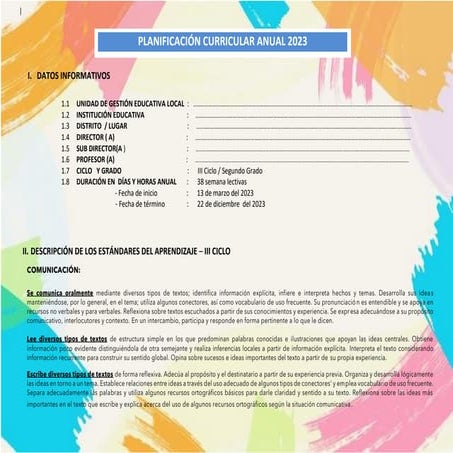 PLANIFICACIÓN CURRICULAR ANUAL 2023