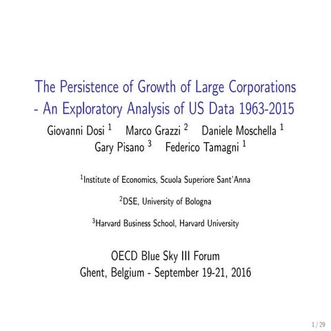 Dosi - The persistence of growth of large corporations