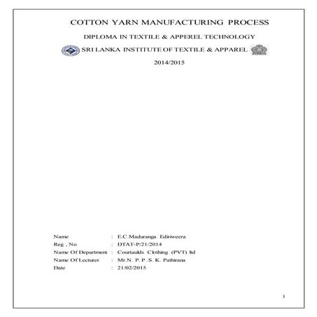 Cotton Yarn Manufacturing Process (1)
