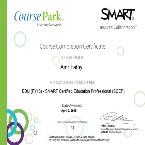 EDU (FY16) - SMART Certified Education Professional (SCEP) 