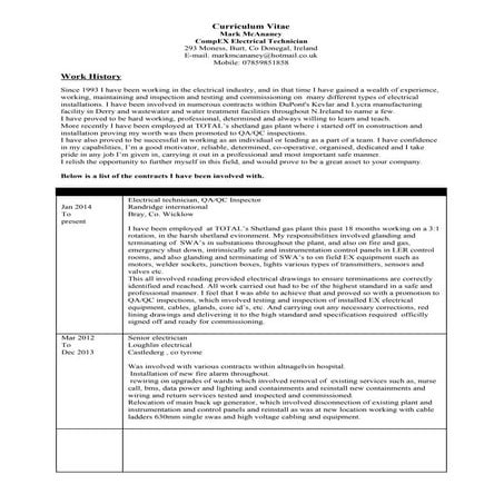 Mark Mc Ananey CV | PDF