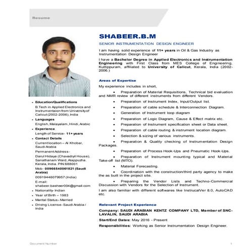 Resume - Shabeer