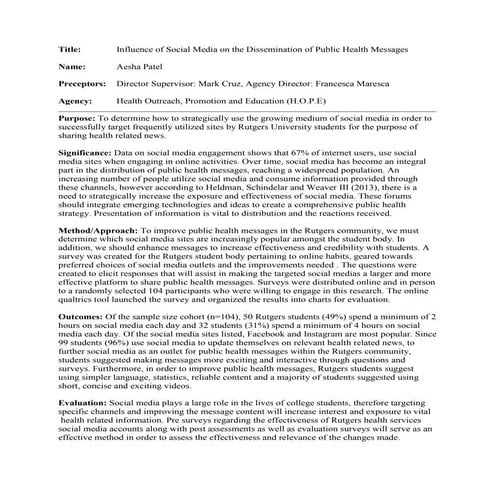Internship Abstract