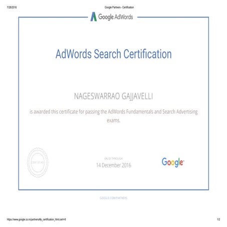 Nand Google adwords Certification | PDF
