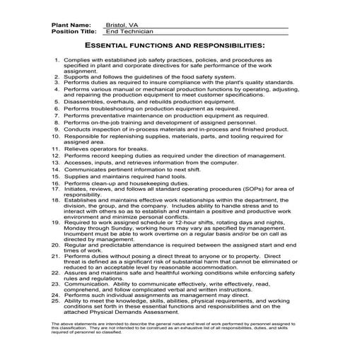 Bristol EF End Technician