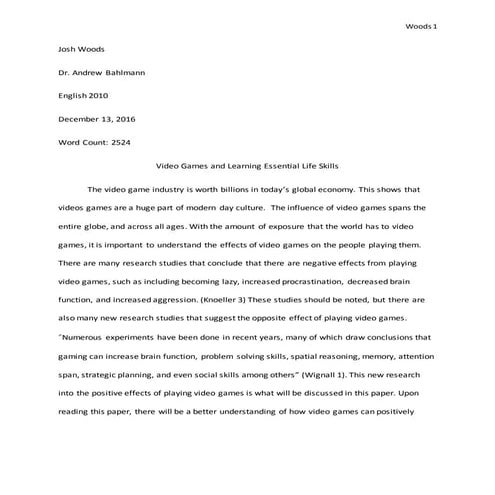 Positives of Video Game Play Research