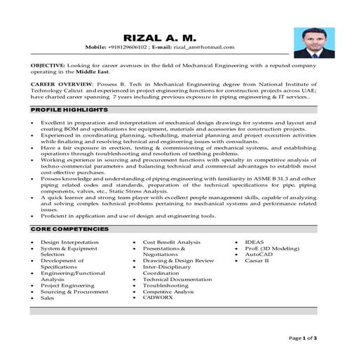 MEP Engineer Resume | DOCX