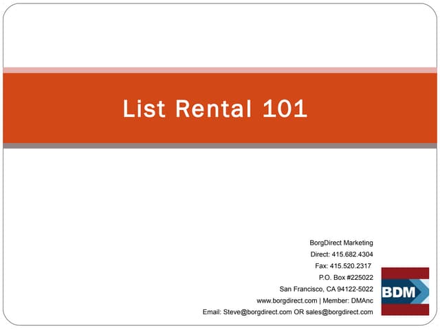 List Rental 101