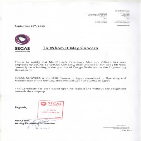 Experience Certificates