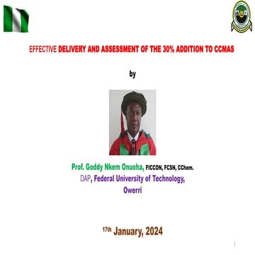 2Effective Delivery and Assessment of the 30% addition to CCMAS by Prof ...