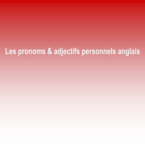 Les pronoms & adjectifs personnels en anglais