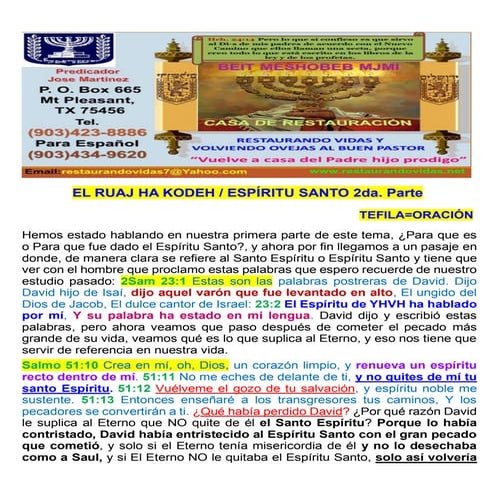 2 el ruaj ha kodesh 2da. parte