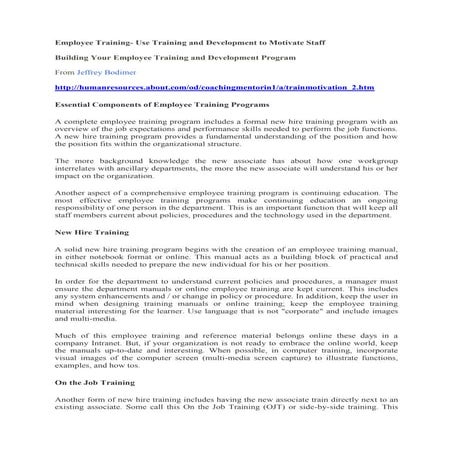 (2) employee training