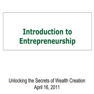 Entrepreneurship, introduction to e...