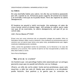 2º E.S.O. Minirrelatos. Creatividad...