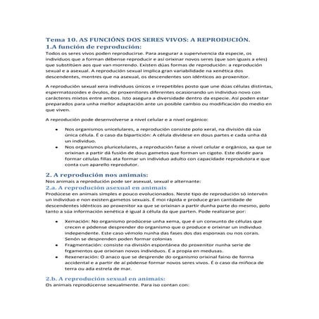2º eso.tema 10. Funcións dos seres vivos. A reprodución.
