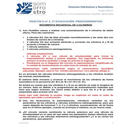 2ª EV.  - PRÁCTICAS. SISTEMAS HIDRÁULICOS Y NEUMÁTICOS - MECATRÓNICA INDUSTRI...