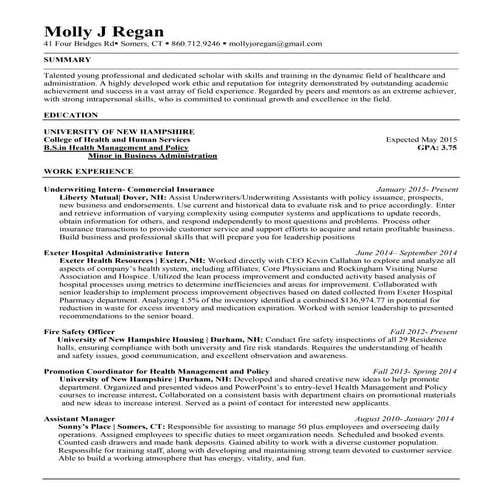 Resume. Regan