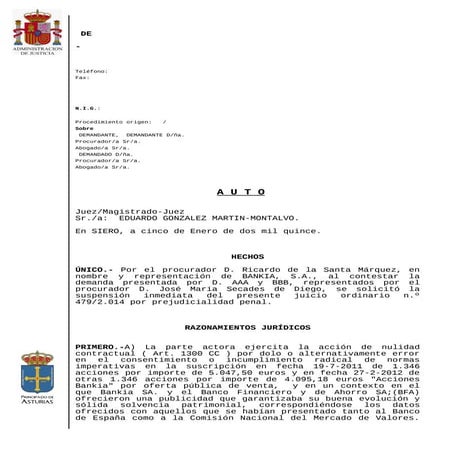 Auto_150112_JPI1_Siero_rechazaprejudicialidadpenal