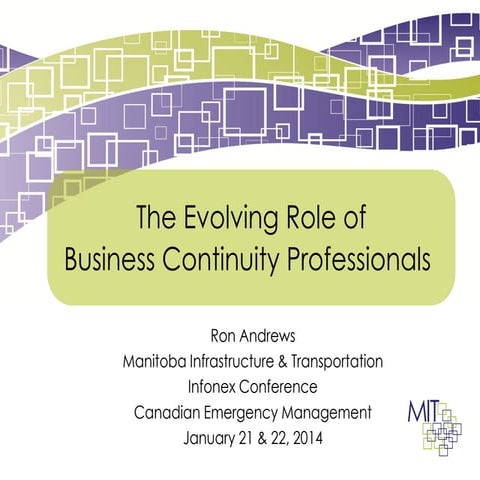 The Evolving Role of Business Continuity Professionals - Andrews 2014