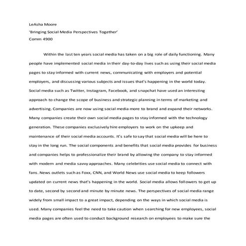 Perspectives on Social media