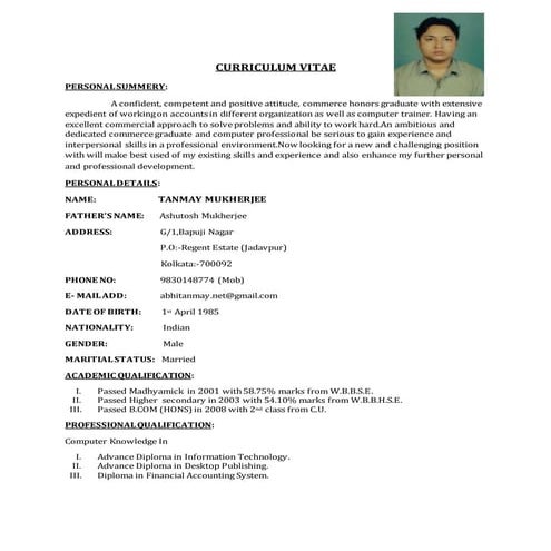 Tanmay Mukherjee New Updated CV