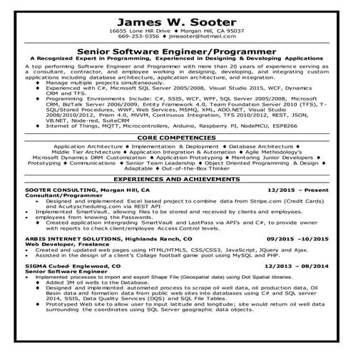 James Sooter Resume 2016
