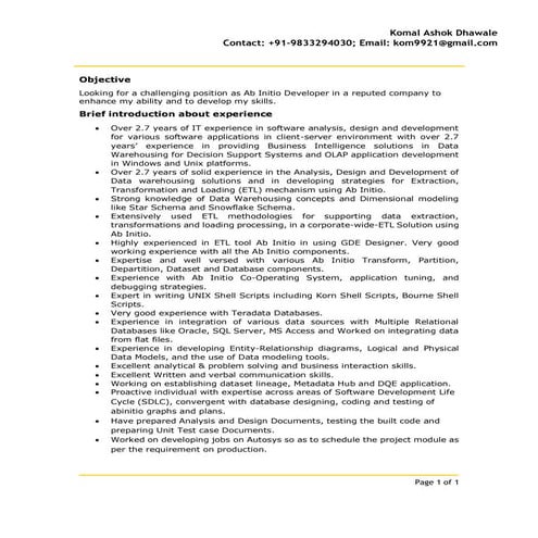 Komal Dhawale Resume